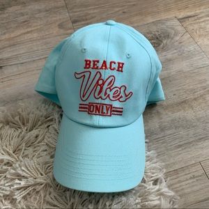 “Beach Vibes Only” Blue & Red Embroidered Hat